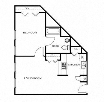 black and white floor plan of a bedroom apartment
